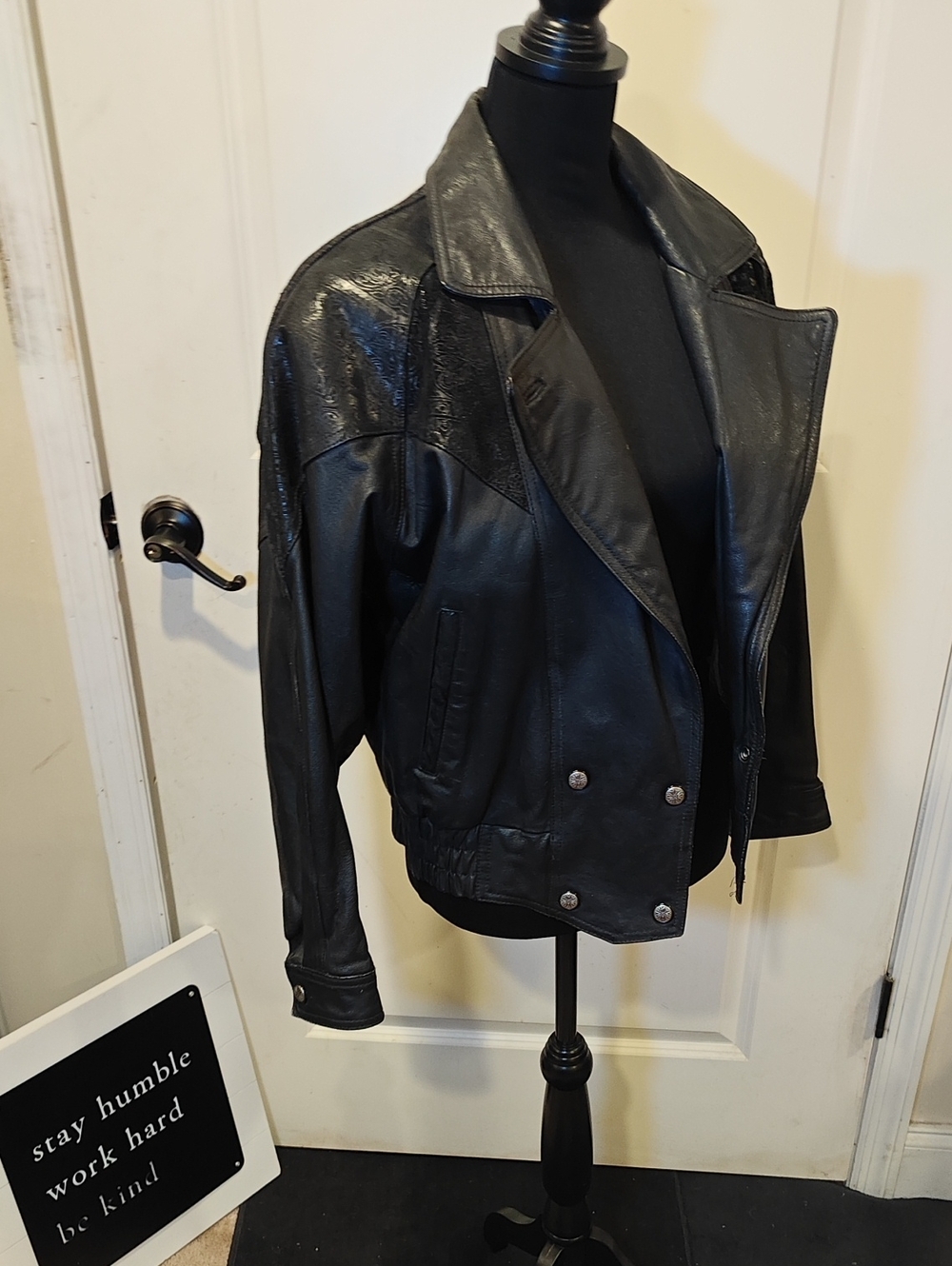 Vintage Wilson Black Leather Moto Jacket Thinsulate Paisley